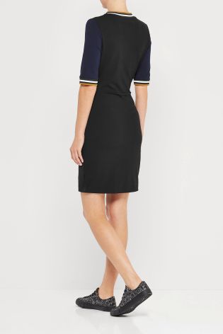 Black/Navy Sporty Zip Dress